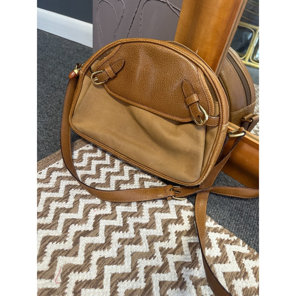 Vintage House of Florence Brown Acorn Leather Bag‎ Crossbody Buckle Purse